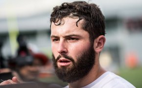 Baker Mayfield on the sidelines