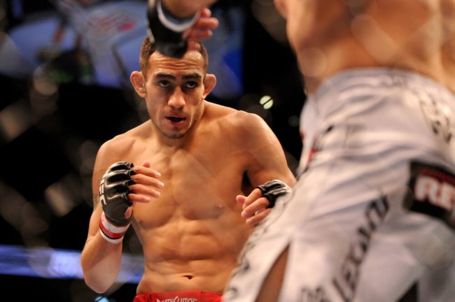 24 SEPTEMBER 2011: Tony Ferguson in the octagon against Aaron Riley during UFC 135 at the Pepsi Center in Denver, Colorado.
