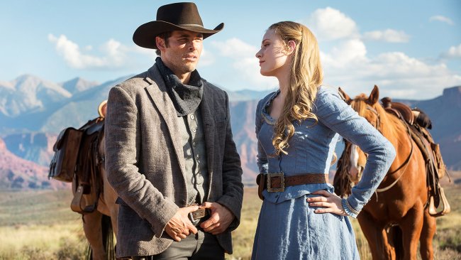 Evan Rachel Wood and James Marsden in Westworld on HBO