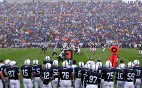 Penn State football players on the sideline