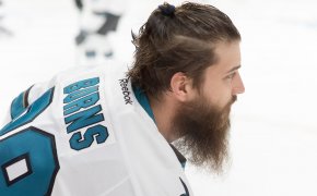 Brent Burns warming up with the Sharks