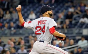 David Price throws from the mound.