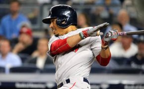 Red Sox outfielder Mookie Betts at the plate
