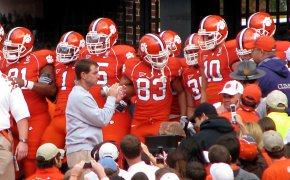 Clemson Tigers emerging from the locker room.