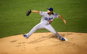 Clayton Kershaw pitching for the Los Angeles Dodgers