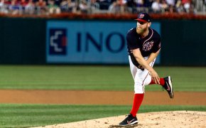 Stephen Strasburg pitching for the Nationals