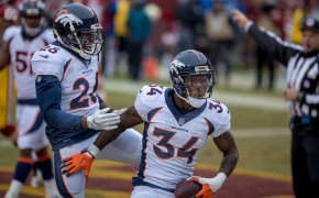 Darian Stewart and Will Parks Broncos DBs celebrate
