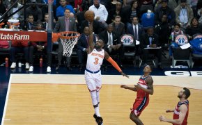 Tim Hardaway Jr. goes in for a dunk.