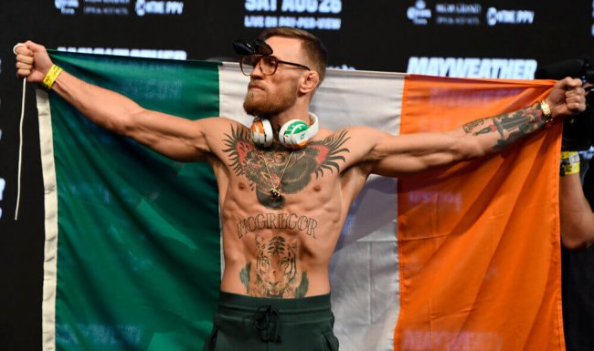 Aug 25,2017. Las Vegas NV. Ireland,'s Conor McGregor weighs in at 153 pounds at todays weigh in Friday at the T-Mobile Arena. 