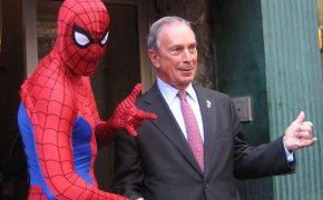Michael Bloomberg with Spiderman