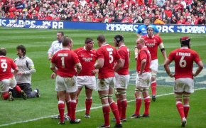 Wales rugby team on the pitch