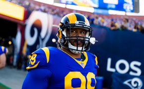 Aaron Donald of the Los Angeles Rams taking the field