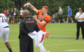 Andy Dalton throwing a pass in practice