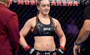 Aspen Ladd stands in the octagon.