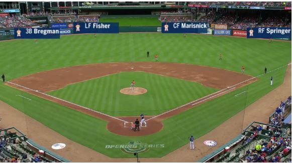 Astros shift vs Texas' Joey Gallo. 