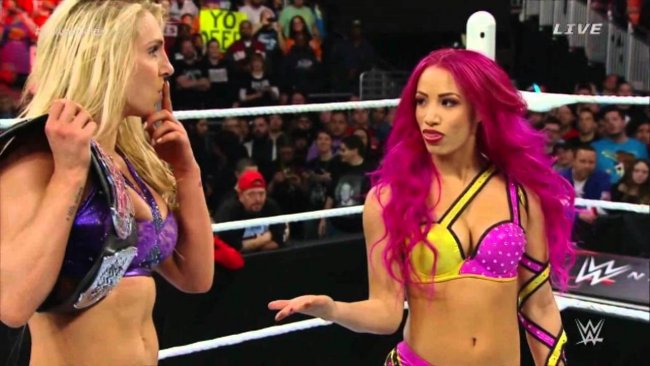Sasha Banks and Charlotte at Royal Rumble in 2016.