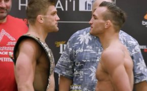 Brent Primus stares down former champ Michael Chandler at the Bellator 212 weigh-ins.