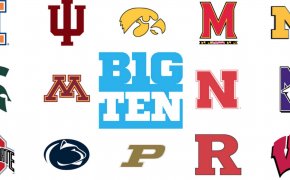 Image of all 14 logos from the Big Ten schools.