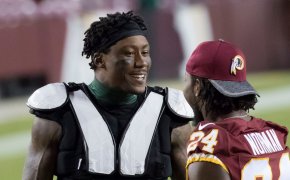 Brandon Marshall talking to Josh Norman when he was with the New York Jets