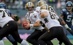 Drew Brees pulls back in the pocket.