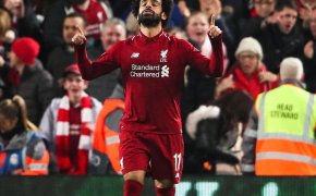 Liverpool's Mo Salah celebrates