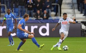 Napoli's Allan dribbles the ball
