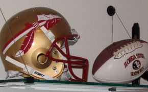 FSU Seminoles football helmet and branded football