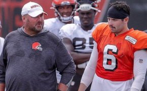 Freddie Kitchens with Baker Mayfield