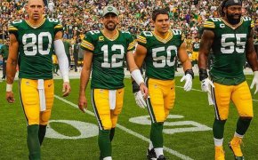 Green Bay Packers captains walking out for coin toss.
