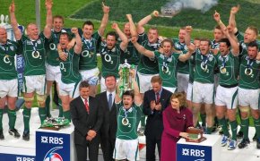 Irish rugby team celebrate Six Nations title