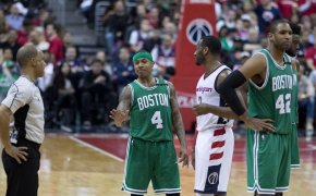 Isaiah Thomas speaking to the official