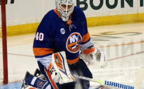 Robin Lehner playing for the NY Islanders