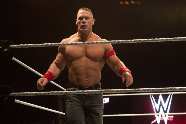 John Cena wrestling in a WWE House Show in Garret Coliseum in 2015