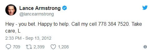 Lance Armstrong Phone Number Tweet