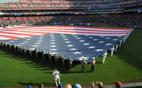 Giant US flag at 2012 MLB ASG in KC