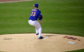 NY Mets starter Matt Harvey delivers a pitch