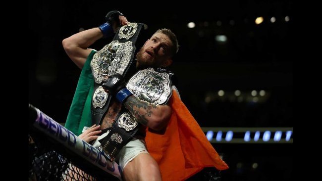 Conor McGregor after winning UFC lightweight title at UFC 205.