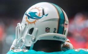 Miami Dolphins helmet closeup
