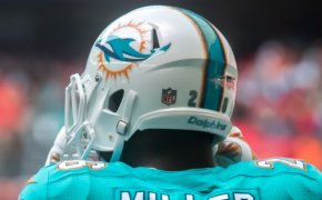 Closeup of a Miami Dolphins helmet