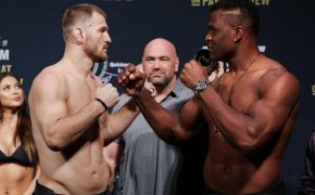Miocic vs. Ngannou at the weigh-in