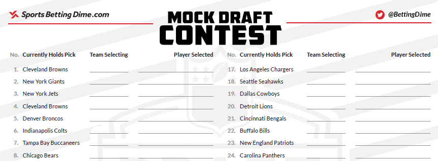 Printable 2018 NFL Mock Draft Contest - Prove Your Draft Expertise