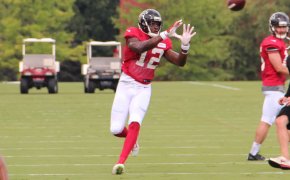 Mohamed Sanu catching a pass in practise.