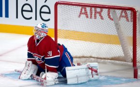 Montreal Canadiens goalie Carey Price stretching