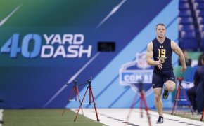 Christian McCaffrey running the 40-yard dash at the NFL Combine