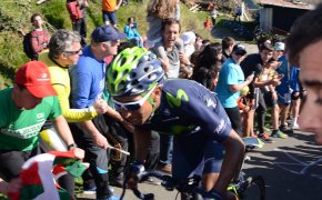 Nairo Quintana pushing it to the limit on a climb.