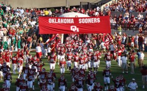OU Sooners running onto the field