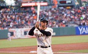 Hunter Pence waiting on deck while playing for San Francisco