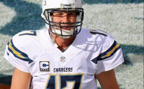 Philip Rivers of the Los Angeles Chargers walking off the field