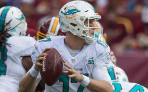 Ryan Tannehill dropping back to pass