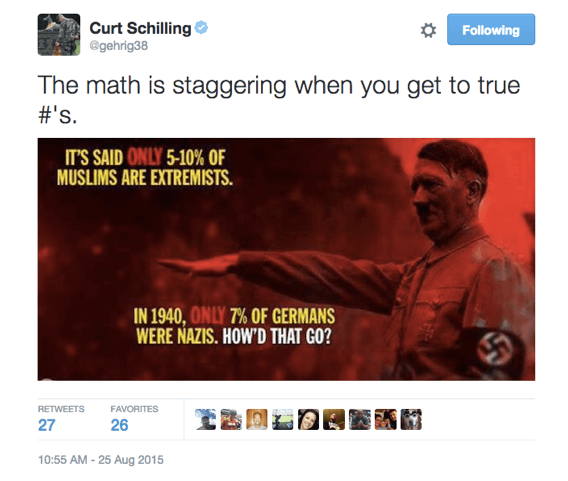 Curt Schilling Controversial Tweet